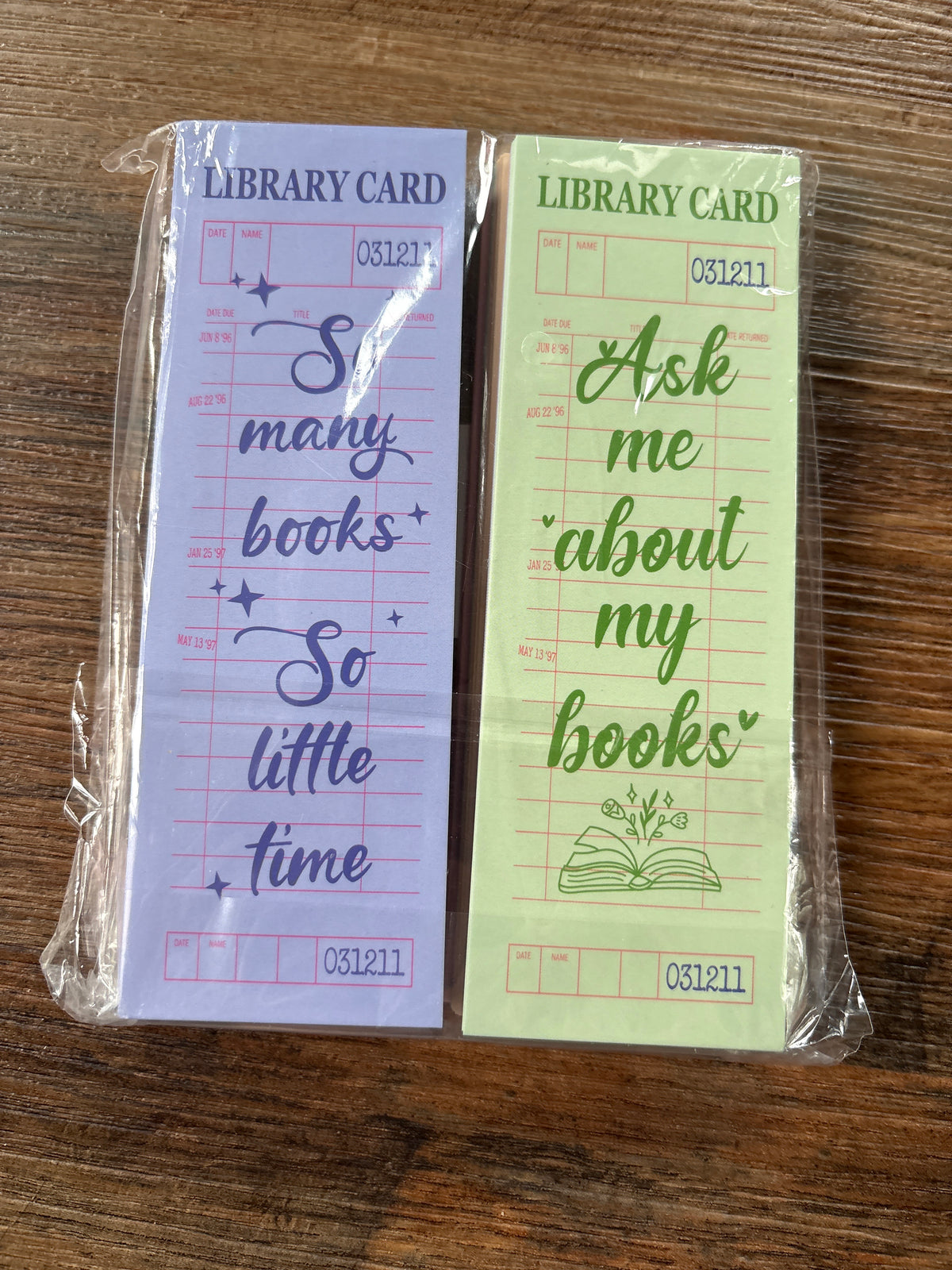 Library card bookmark