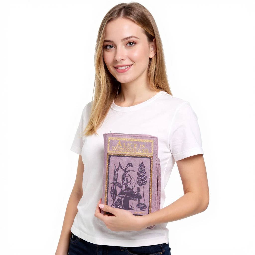 Alice in Wonderland Book Clutch Bag in Vinyl