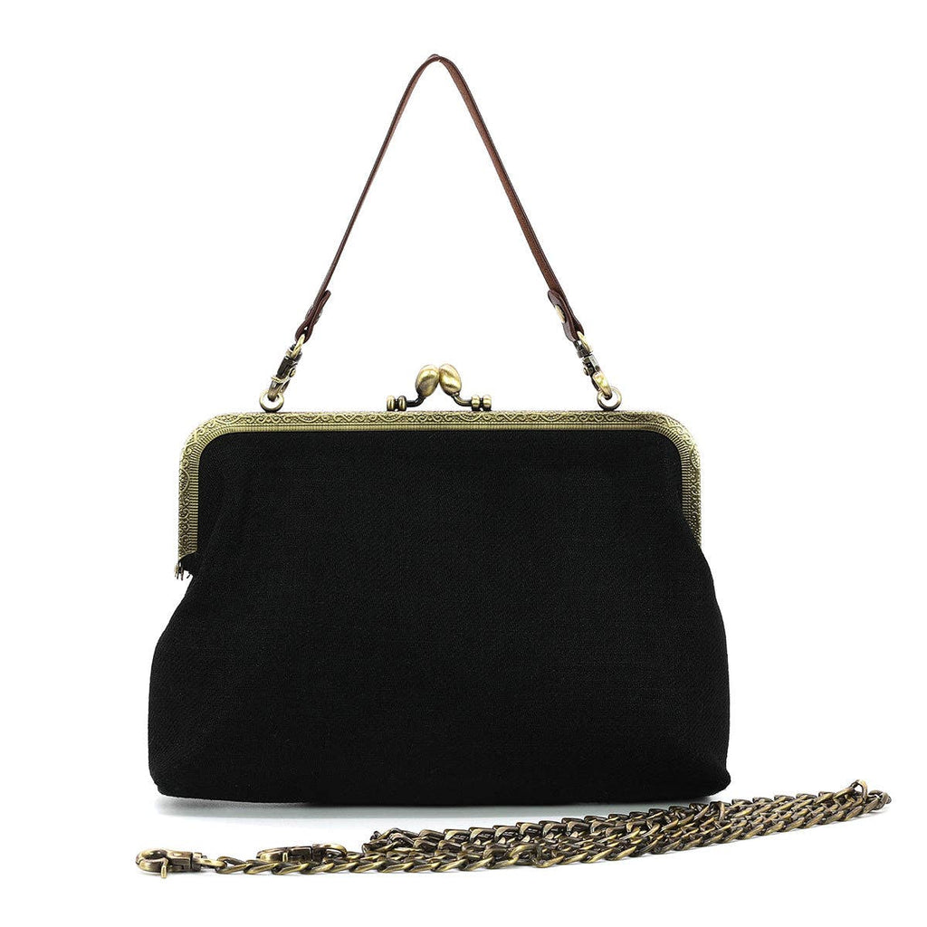 CELESTIAL DRAGON KISS LOCK BAG IN LINEN COTTON BLEND